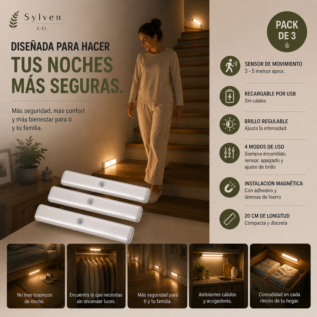 Barras de luces LED con Sensor de Movimiento