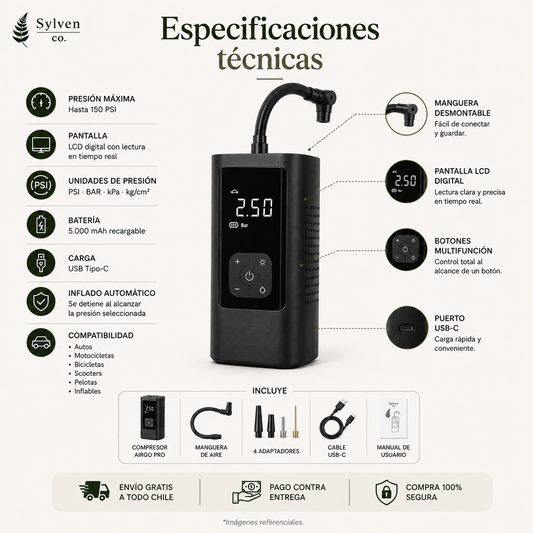 AirGo Pro | Compresor de Aire Portátil