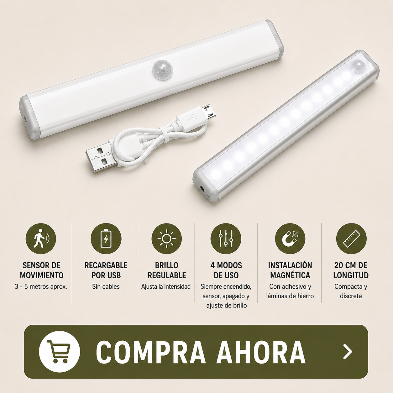 Barras de luces LED con Sensor de Movimiento